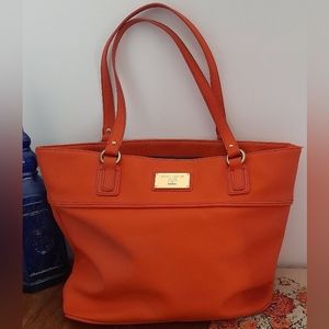 Tommy Hilfiger Shoulder Bag Purse Orange Double Handles EUC